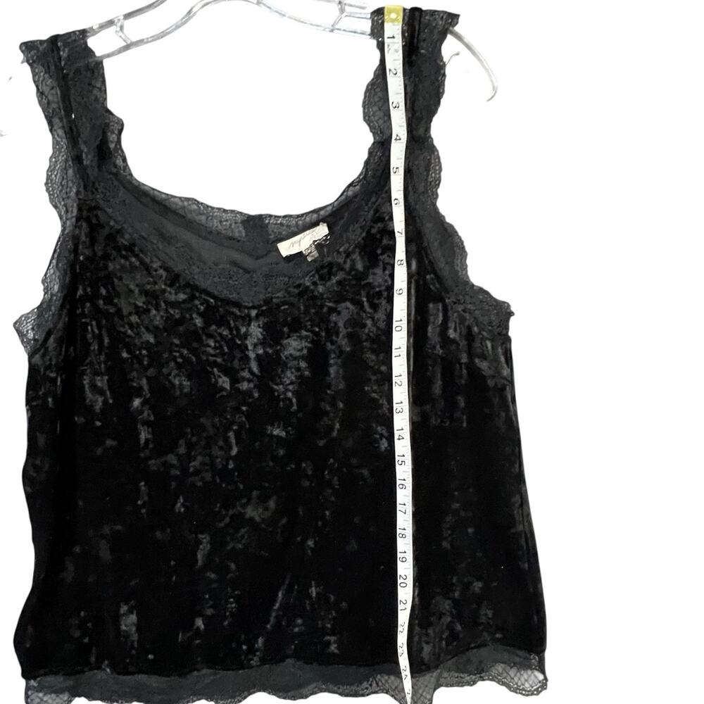 Mystree Y2K Tank Top Womens L Black Crushed Velvet Lace Trim Soft Whimsygoth - Picture 9 of 13
